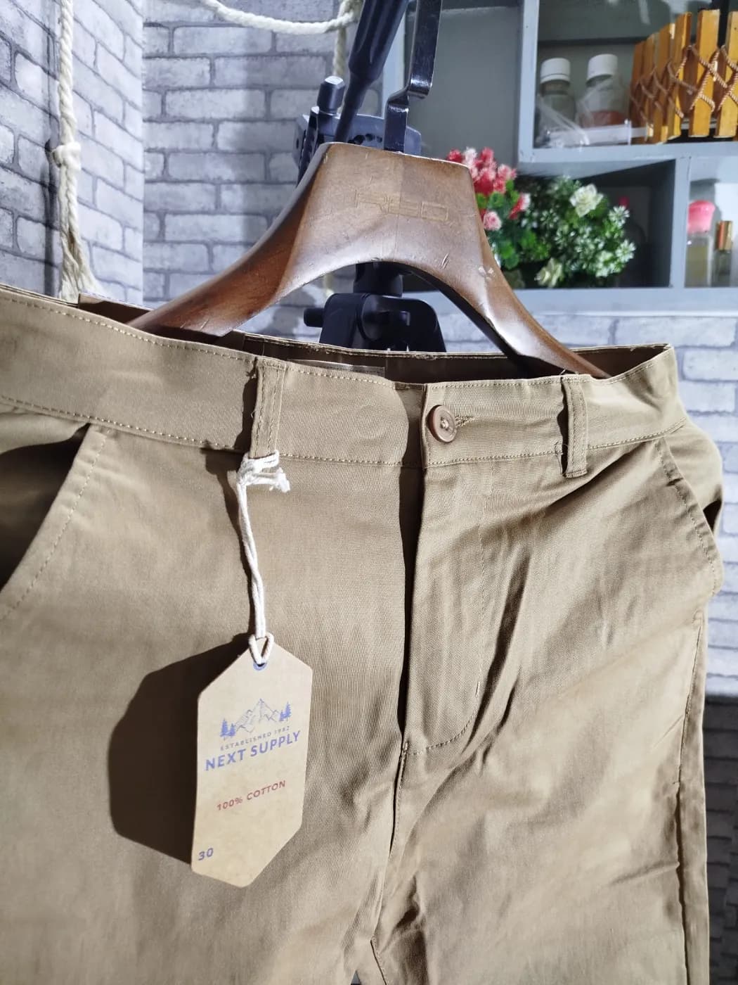 🤎 NEW ARRIVAL | ADISOM SPECIAL BISCUIT COLOR GABARDINE PANT 🤎 Jeans — fabric close-up