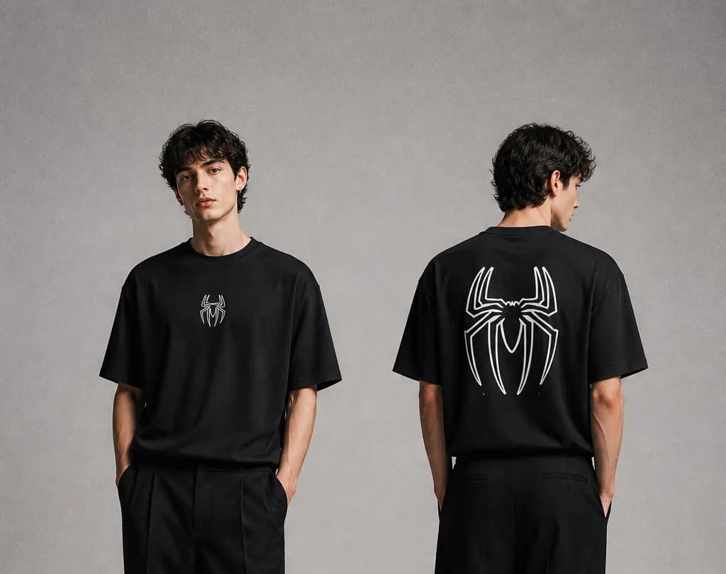 Spider Sketch Graphic  Drop Shoulder T-Shirt | Black | ADISOM — Savageon Bangladesh