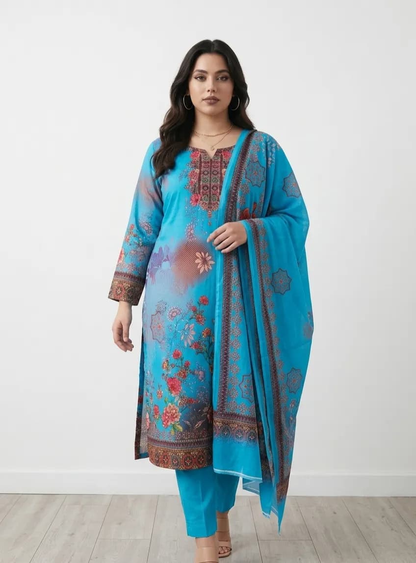 Zam Zam Premium Unstitched 3-Piece — ADISOM Women — back view