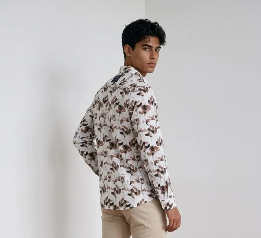 Premium Zafran Fabric Full Sleeve Printed Shirt | Elegant Comfort by ADISOM Men — detail shot