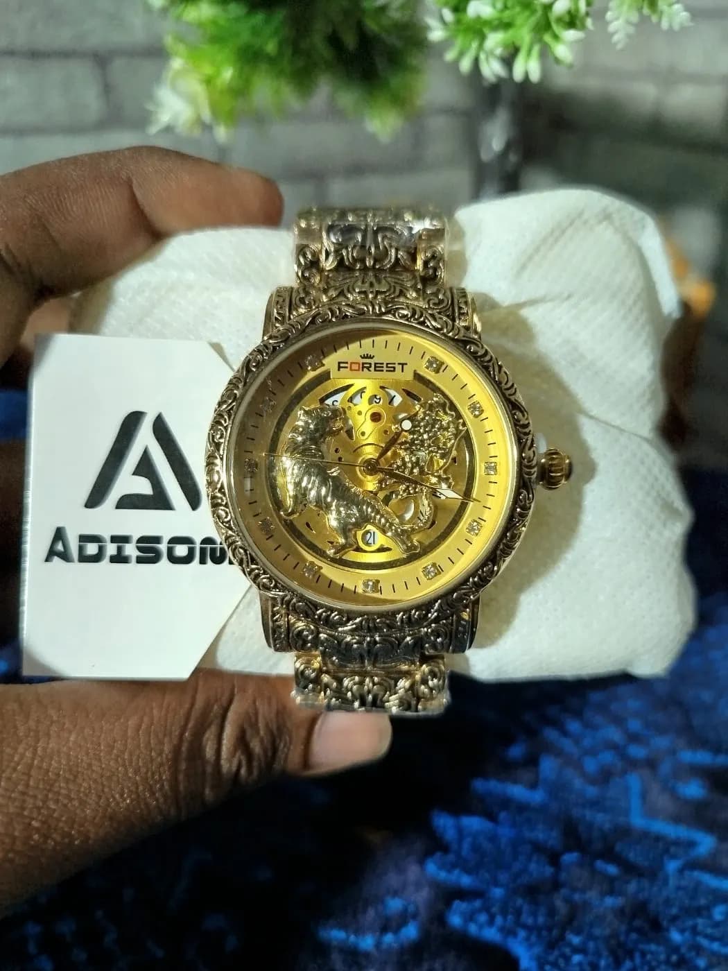 FOREST Rose Gold Dragon Watch | Luxury Skeleton Edition Men — back view