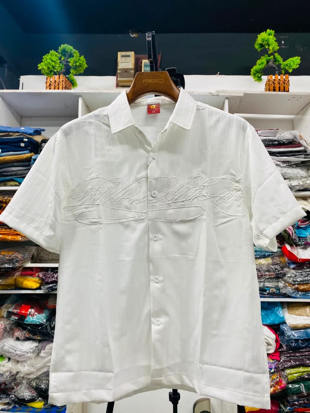 Premium China Fabric Boxy Fit Shirt | ADISOM Men — detail shot