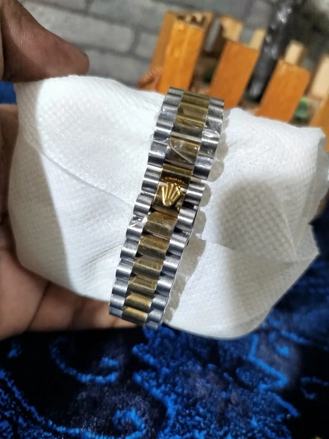 Royal Blue Luxury Watch | Gold Bezel Premium Collection Men — back view