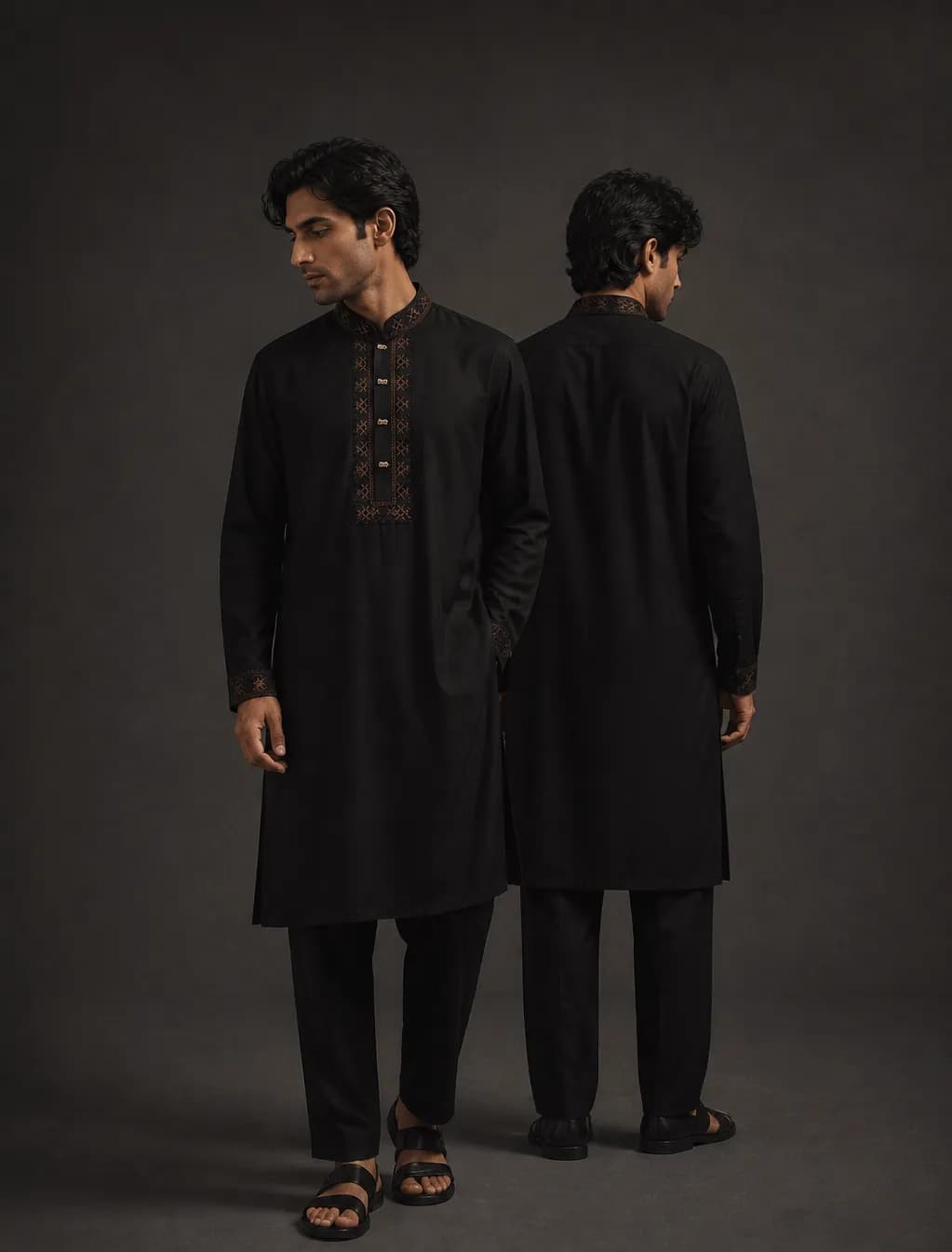 Premium Black Panjabi | Bold & Elegant Traditional Style — ADISOM — Savageon Bangladesh