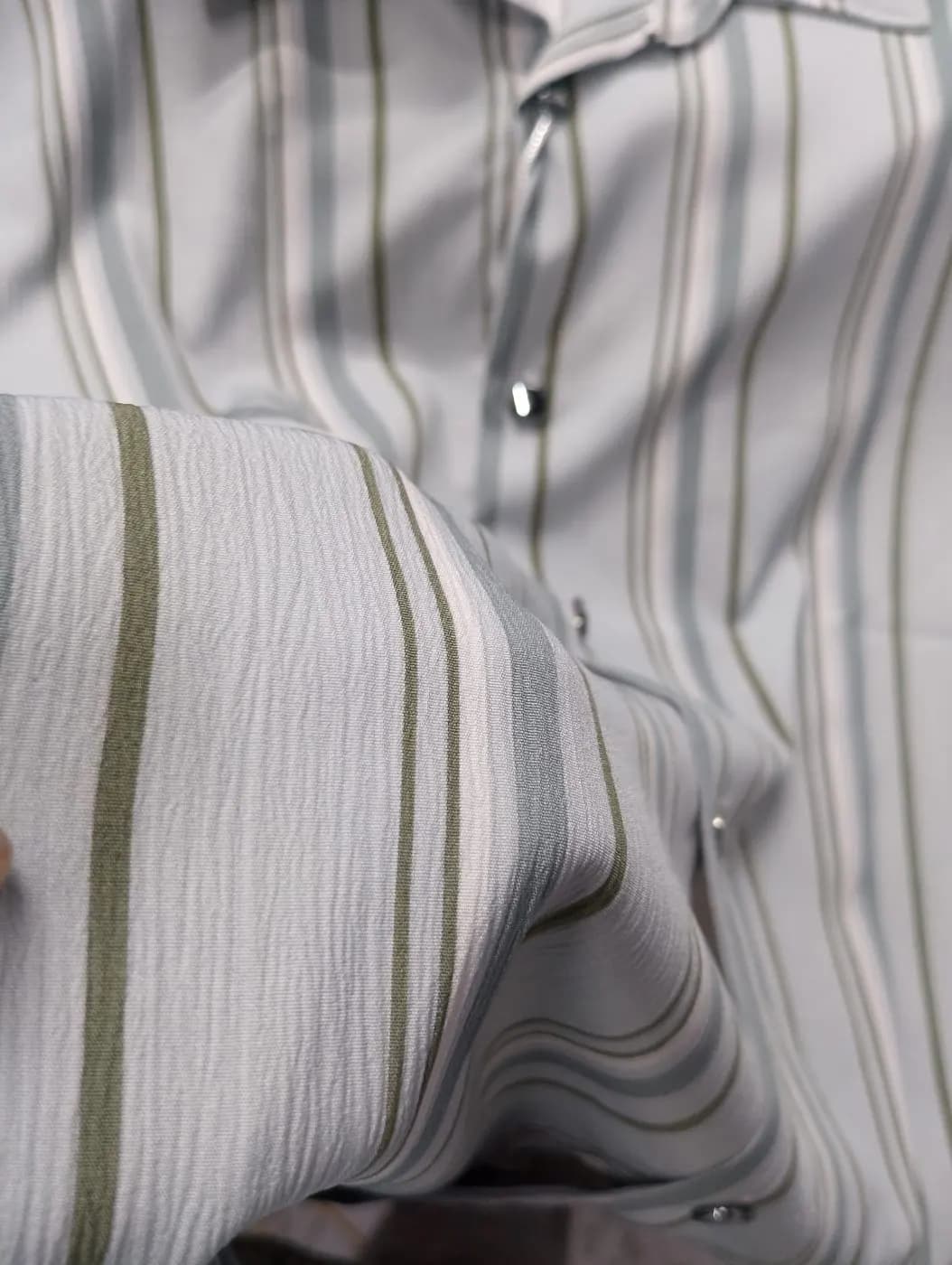 Premium Zafran Fabric Full Sleeve Stripe Shirt | Elegant Comfort Collection by ADISOM Men — fabric close-up