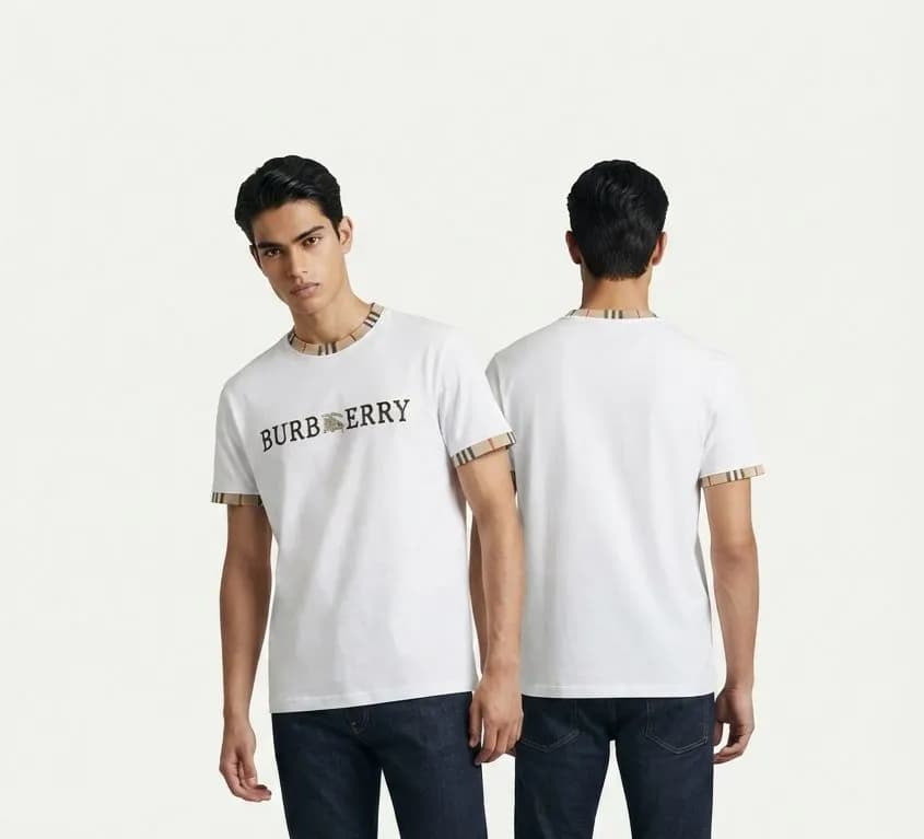 Burberry Men's Premium Lycra Cotton T-Shirt – Classic Style with Everyday Comfort — back view