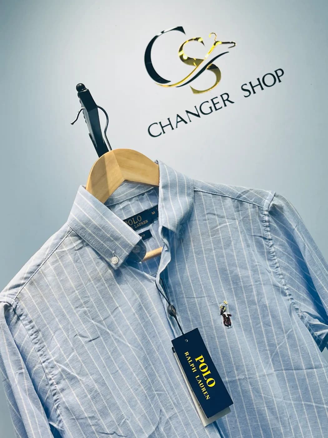 Premium Blue Checkered Button-Down Shirt — detail shot