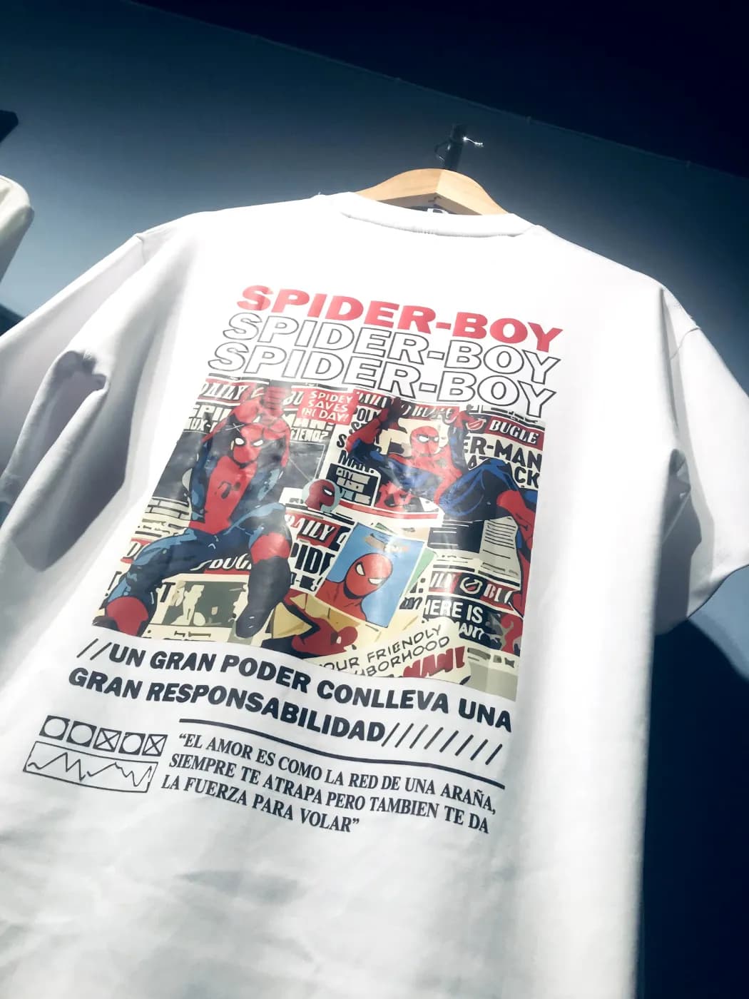 Spider-Boy Drop Shoulder T-Shirt | White Edition — back view