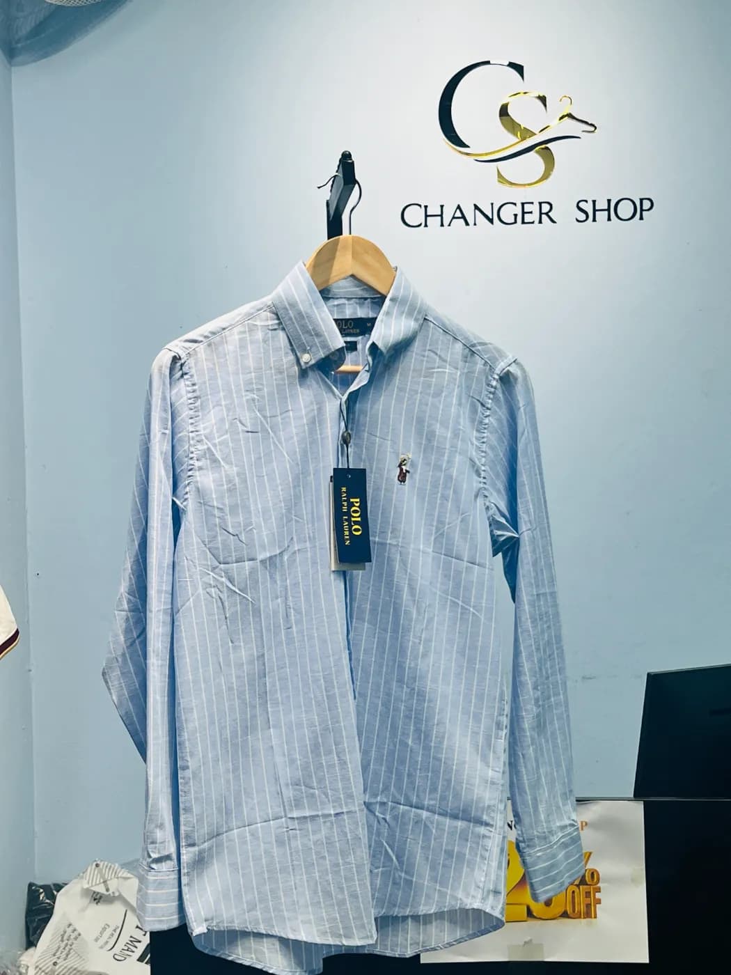 Premium Blue Checkered Button-Down Shirt — back view