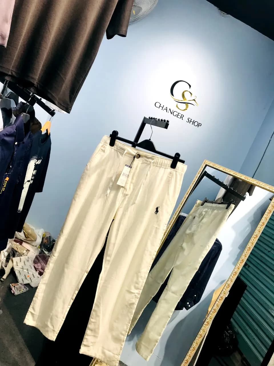 Men’s Premium Off-White Remi Cotton Pants — detail shot