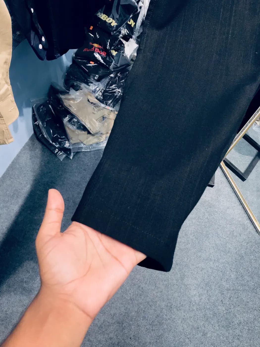 Men’s Premium Black Remi Cotton Pants — detail shot