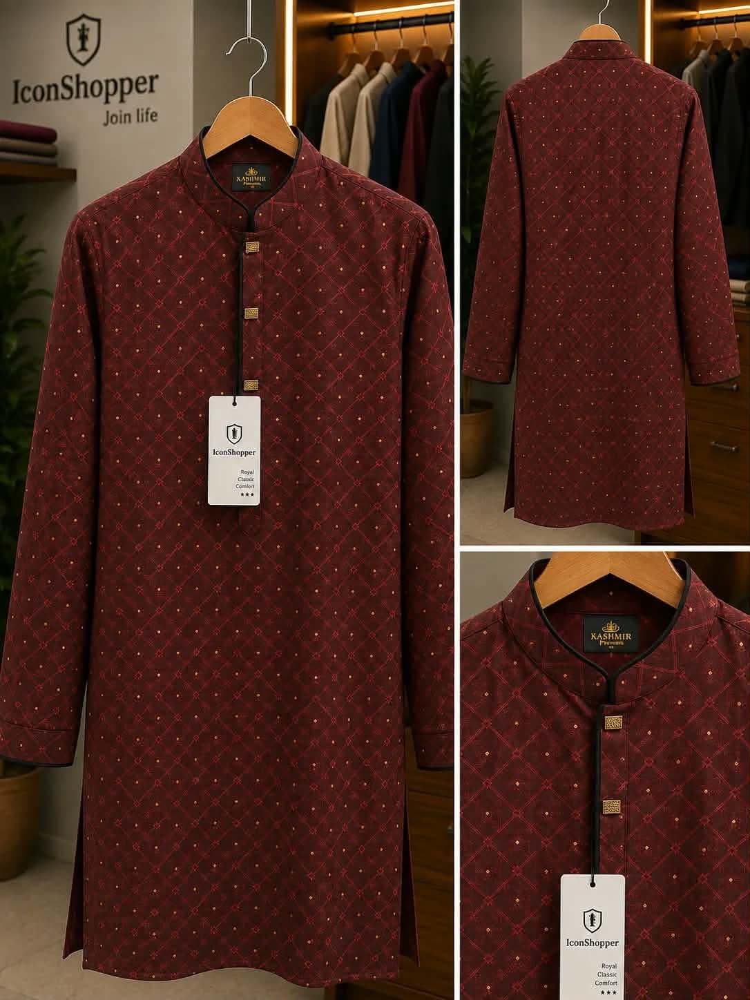 Dark Brown Premium Printed Panjabi — Savageon Bangladesh