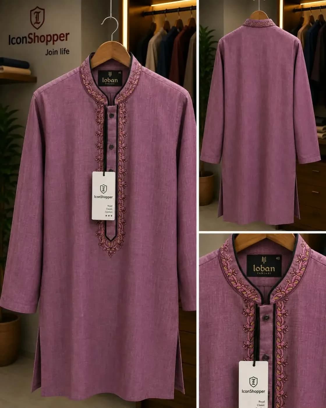 Lavender Purple Embroidered Panjabi — Savageon Bangladesh