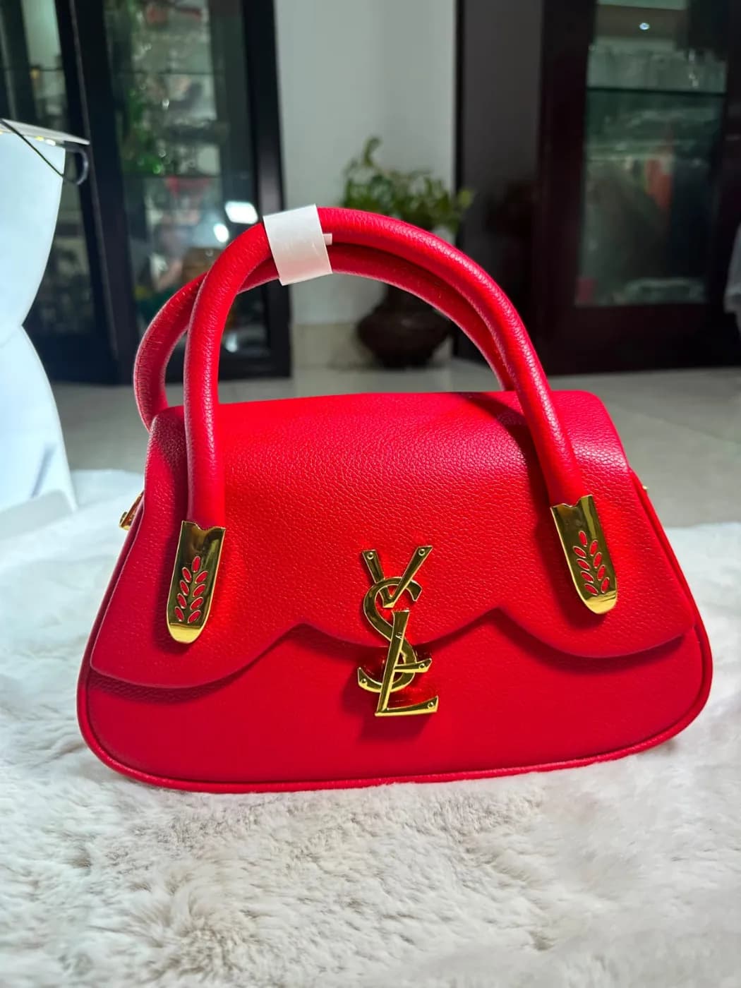 Women's Premium Handbag – Black, Brown, Cream, Red & Pink — back view