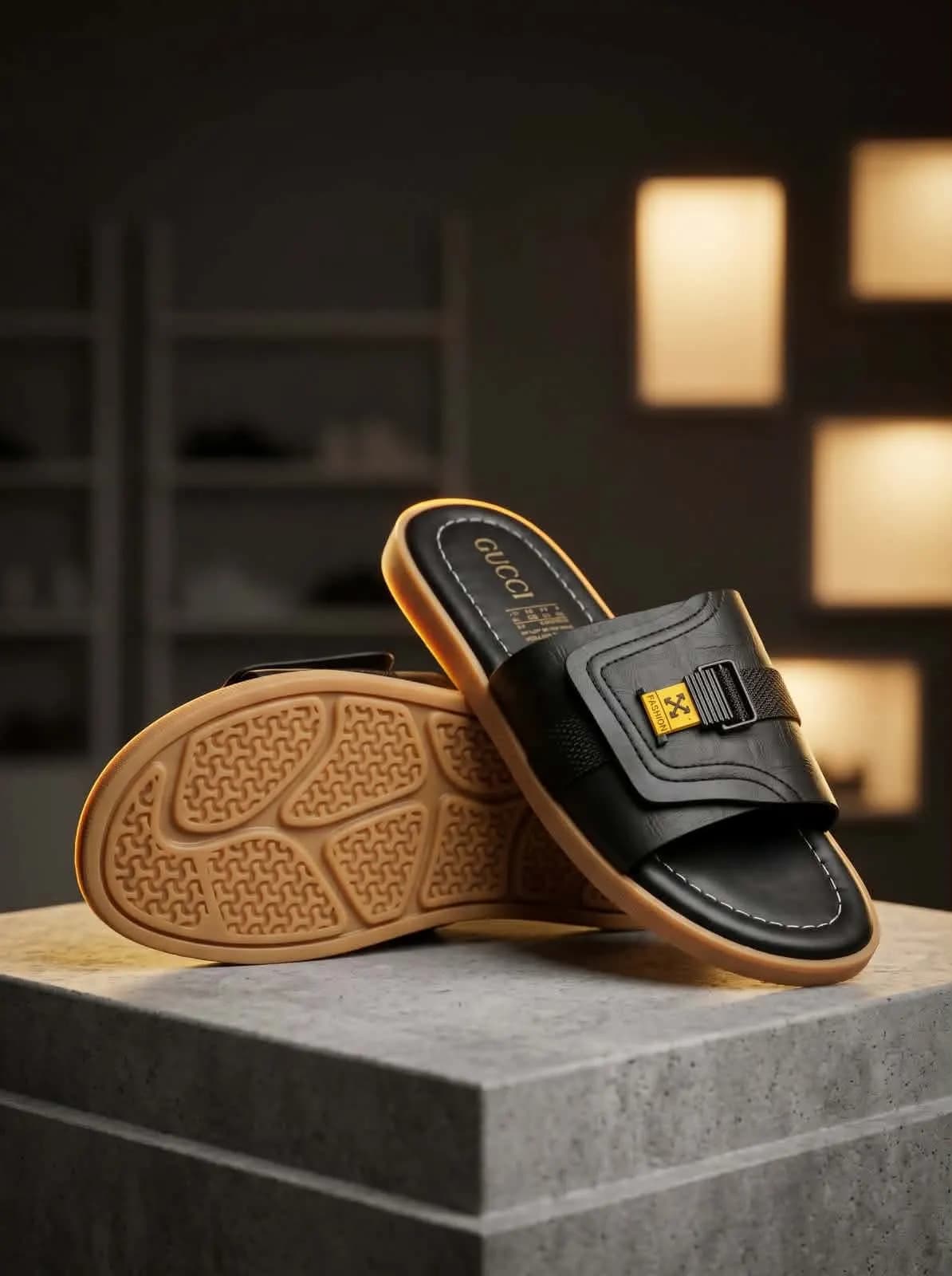 Men's Premium Buckle Slide Sandal – Black — Savageon Bangladesh