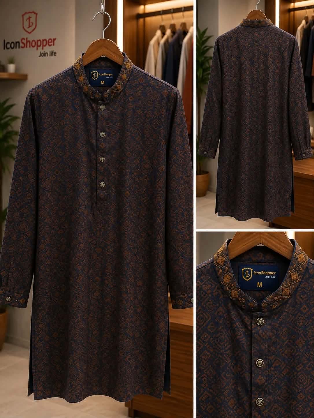 Dark Blue Printed Panjabi