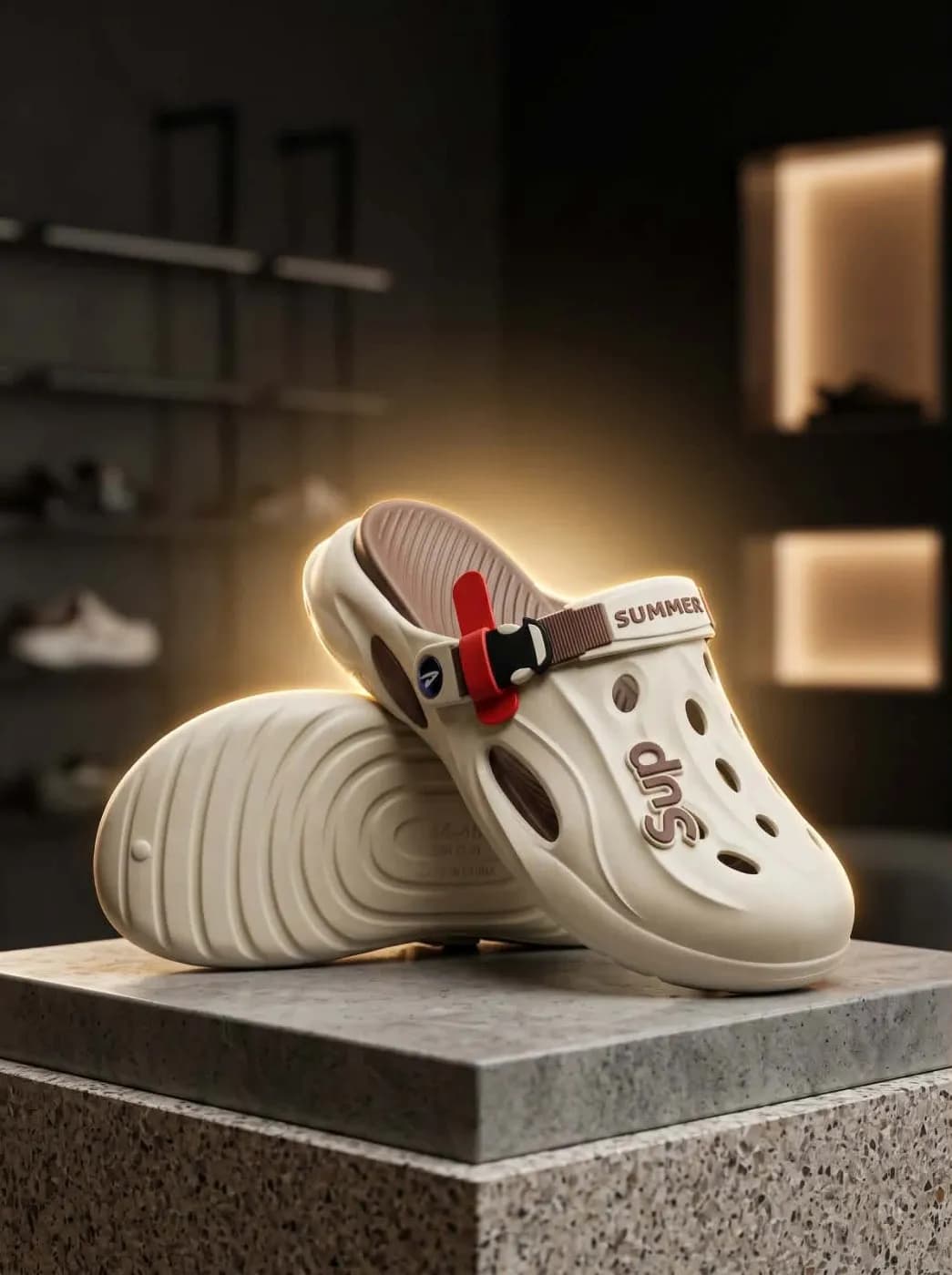 Classic White Double-Buckle Comfort Sandals — back view