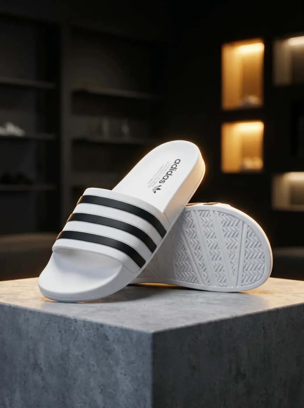Black & White Three-Stripe Casual Slide Sandals — Savageon Bangladesh
