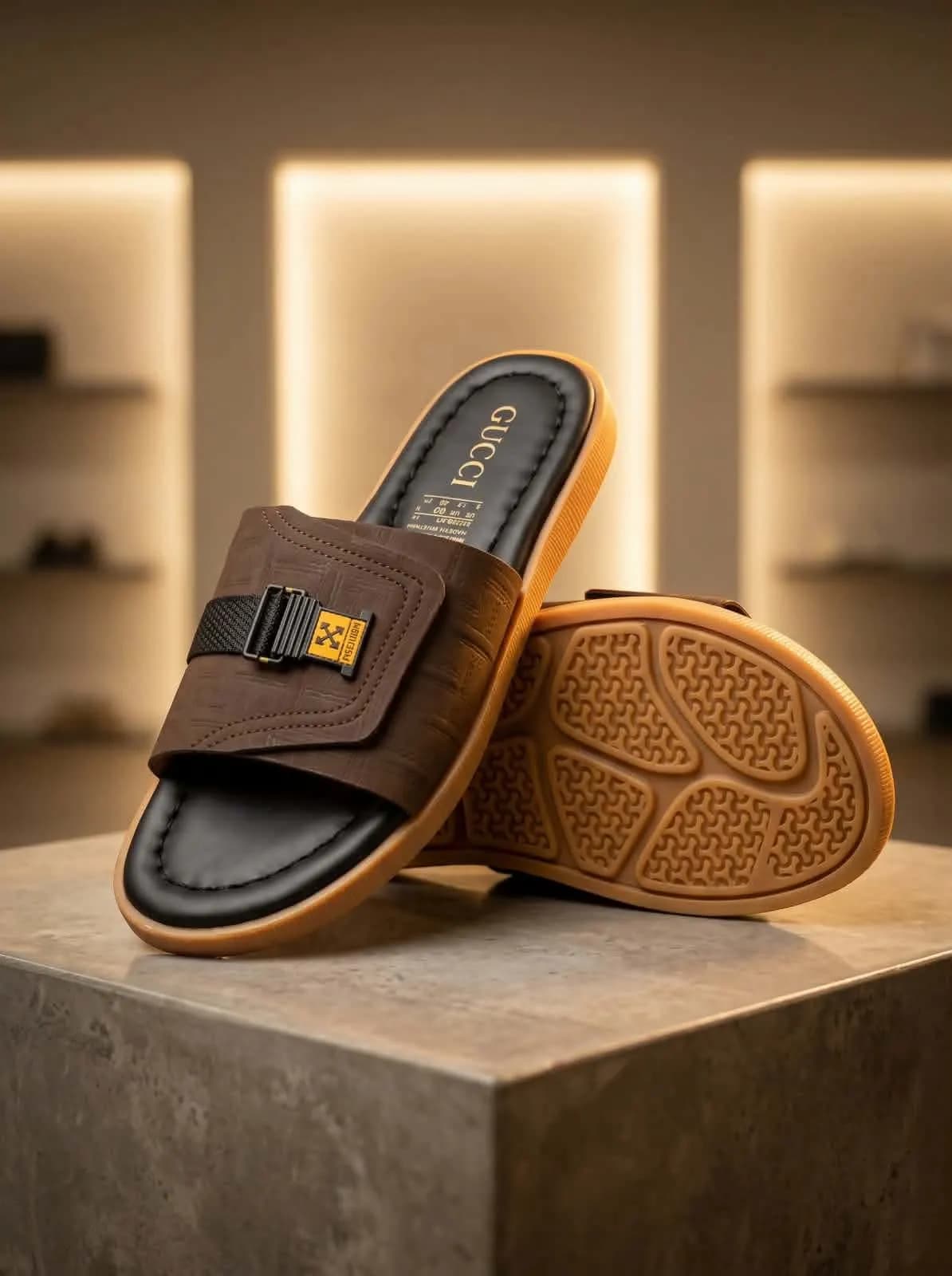 Men's Premium Buckle Slide Sandal – Black — back view