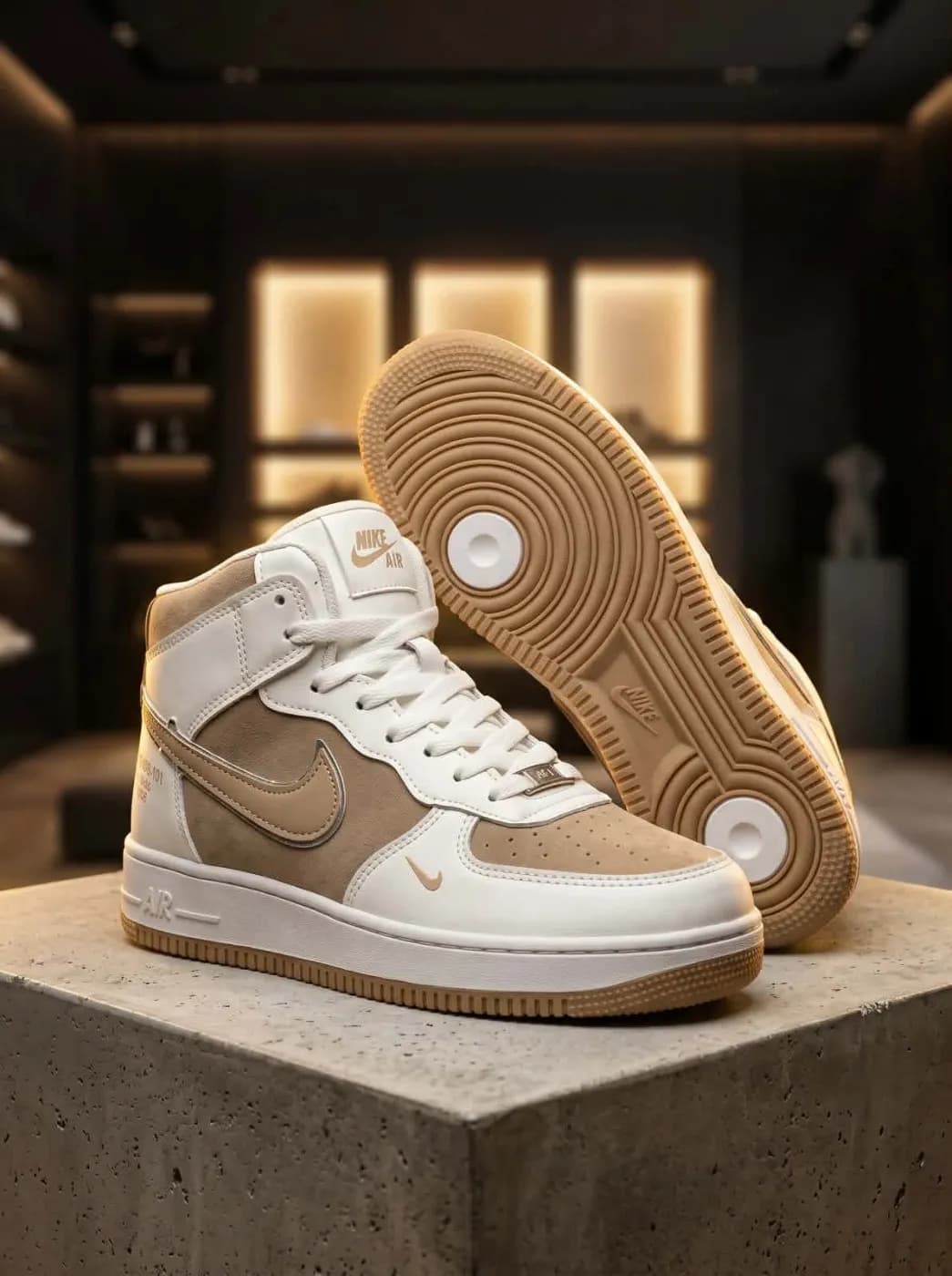 White Beige High-Top Casual Sneakers — Savageon Bangladesh