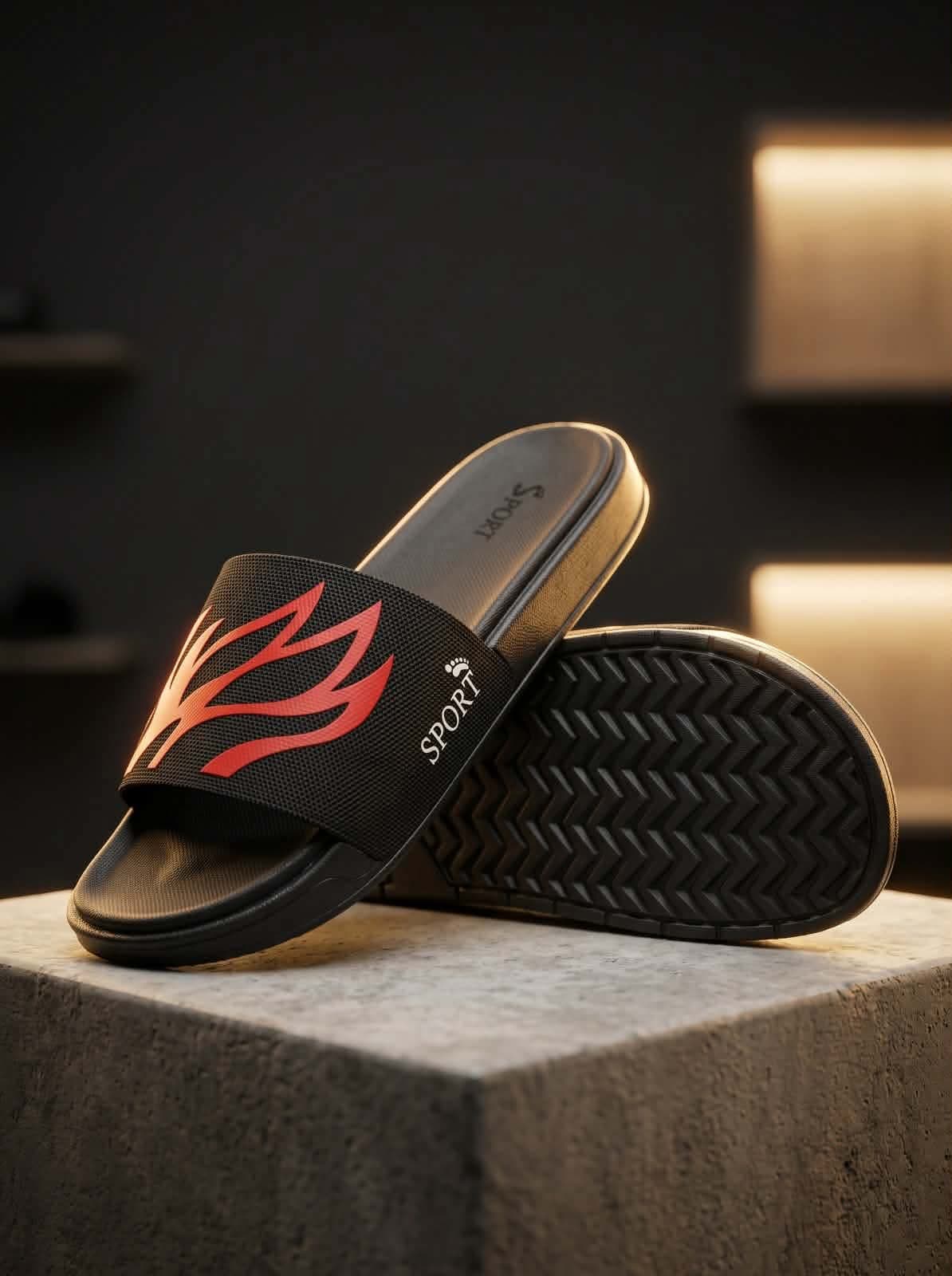 Men's Sport Slide Sandal – Black & Red — Savageon Bangladesh