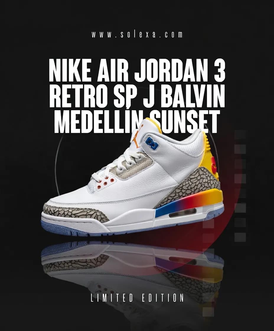 Jordan 3 Retro J Balvin Medellin Sunset by Solexa Shoes — buy online in Bangladesh Jordan 3 Retro J Balvin Medellin Sunset Sneakers — Solexa Shoes Bangladesh