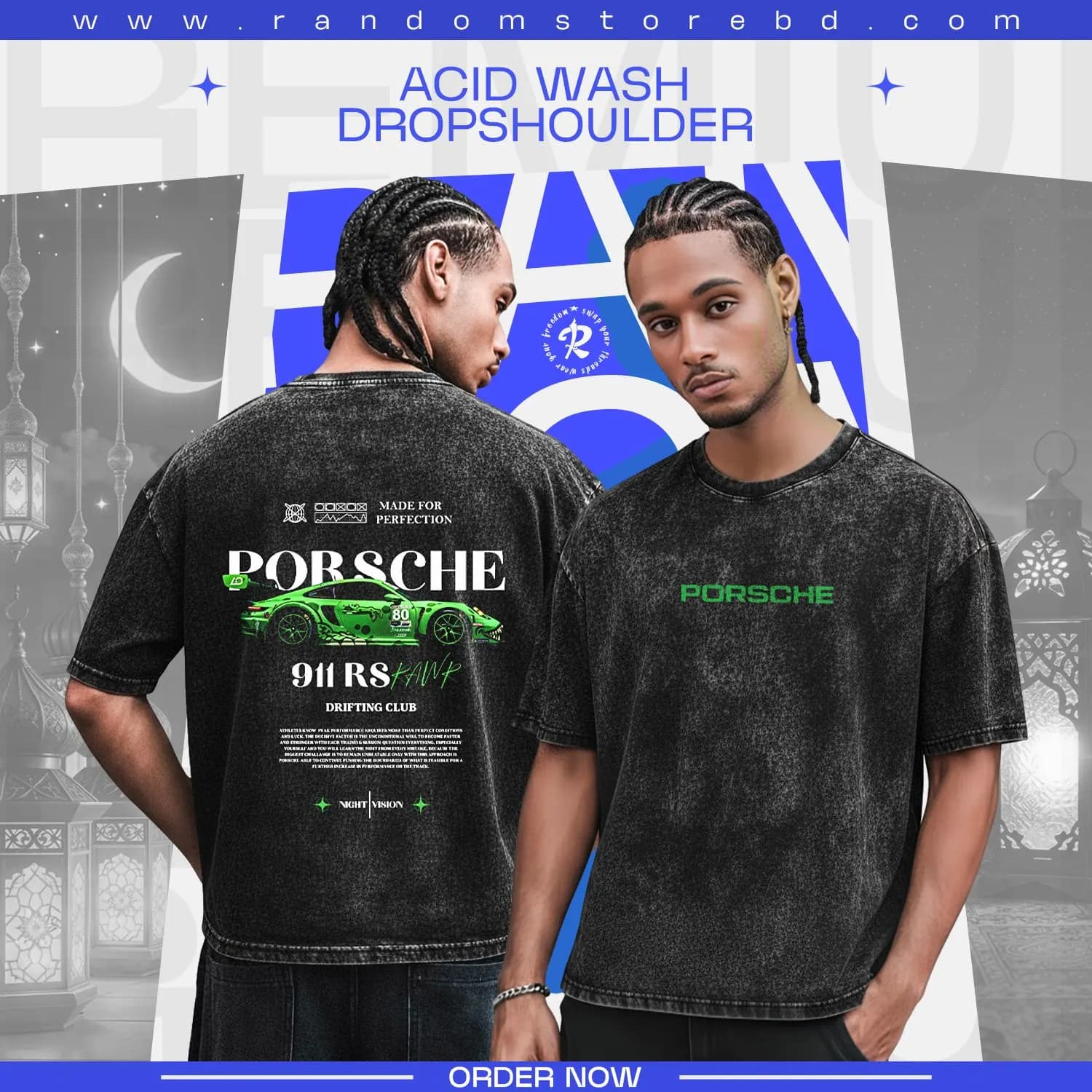 Porsche 911 RS Acid Wash — Black by Random Store — buy online in Bangladesh Porsche 911 RS Acid Wash — Black Men — Random Store Bangladesh