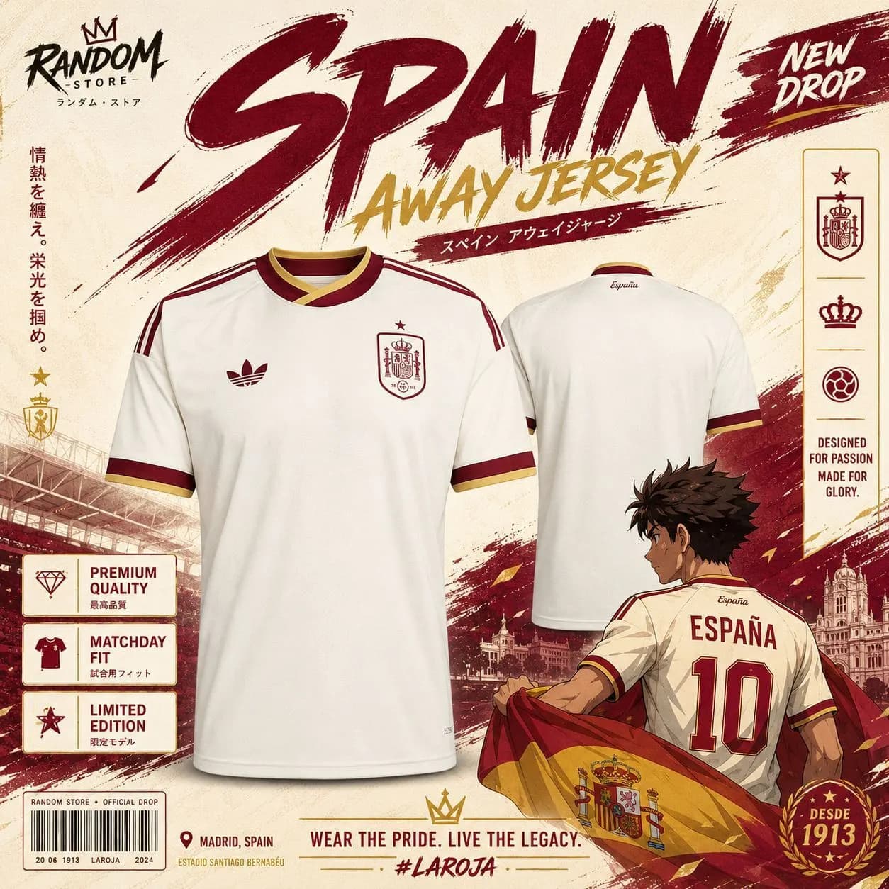 Spain Away Jersey by Random Store — buy online in Bangladesh Spain Away Jersey Random Store — Random Store Bangladesh