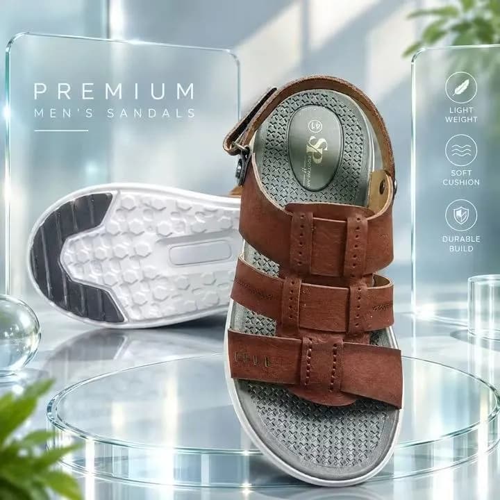 Men's Genuine BOB Leather 3-Strap Sandal – Adjustable Velcro Back Strap — Savageon Bangladesh