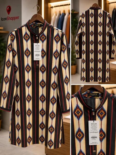 Black Cream Ethnic Printed Panjabi by IconShopper — buy online in Bangladesh Black Cream Ethnic Printed Panjabi Men — IconShopper Bangladesh