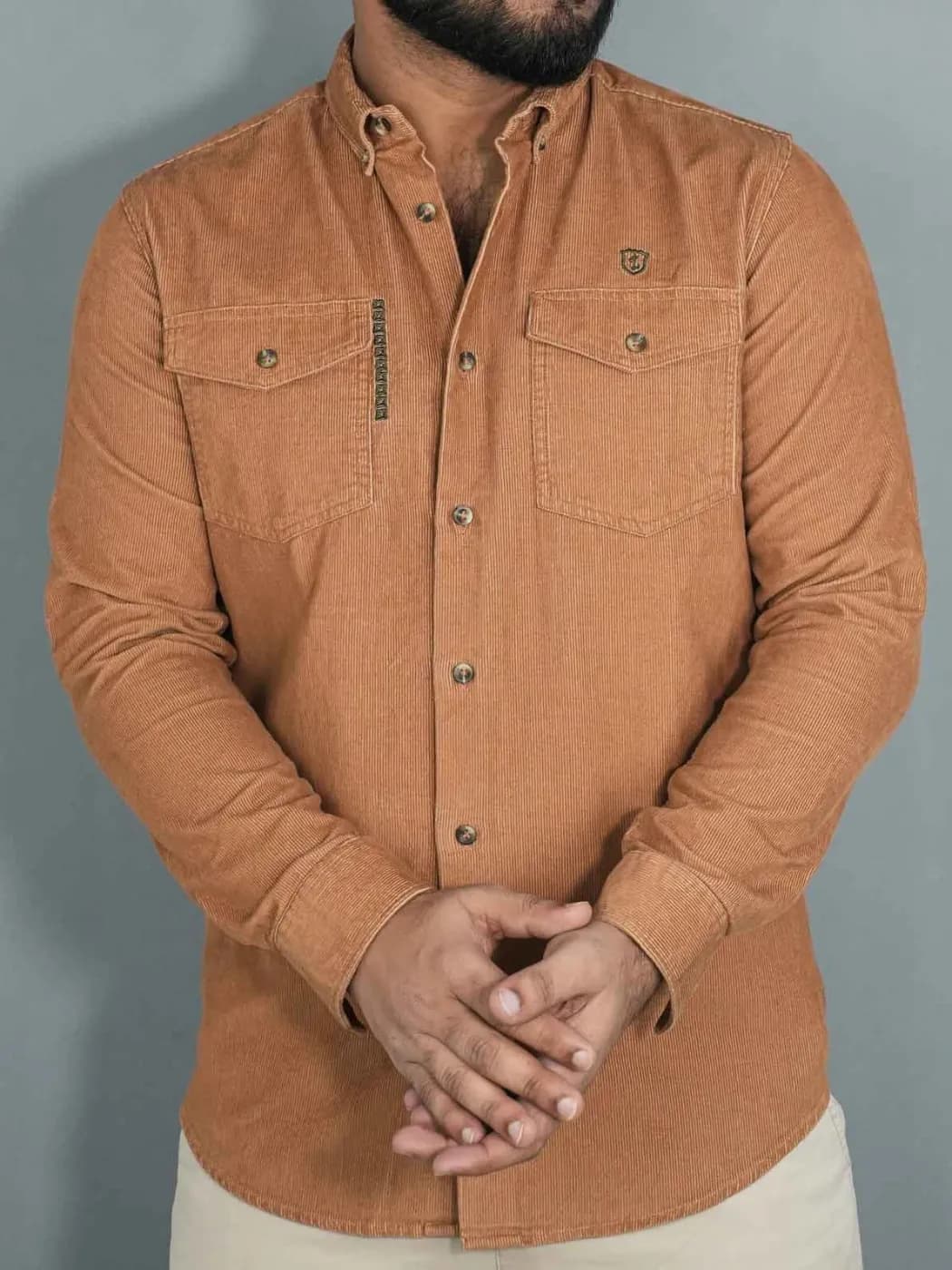 Corduroy Double-Pocket Shirt - Rust by IconShopper — buy online in Bangladesh Corduroy Double-Pocket Shirt - Rust Men — IconShopper Bangladesh