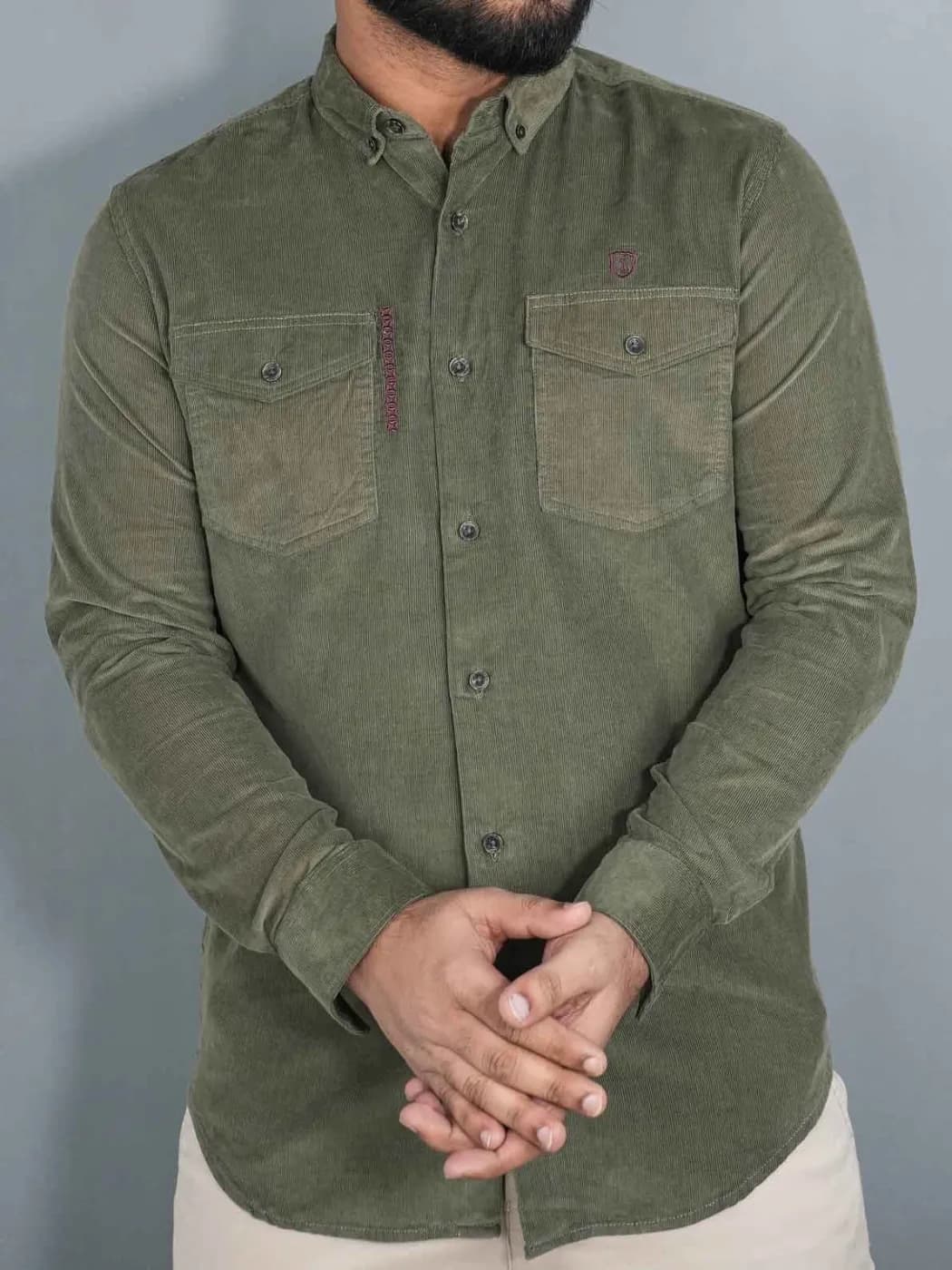 Corduroy Double-Pocket Shirt - Olive by IconShopper — buy online in Bangladesh Corduroy Double-Pocket Shirt - Olive Men — IconShopper Bangladesh