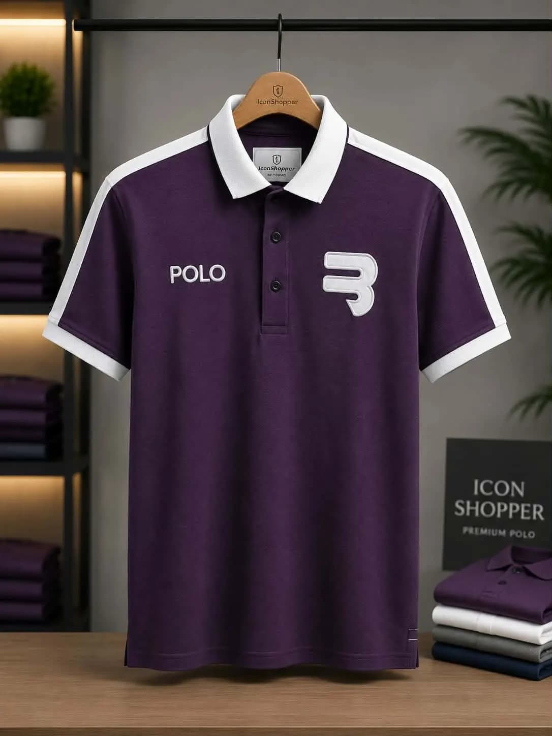 Purple & White Contrast Polo Shirt by IconShopper — buy online in Bangladesh Purple & White Contrast Polo Shirt Men — IconShopper Bangladesh