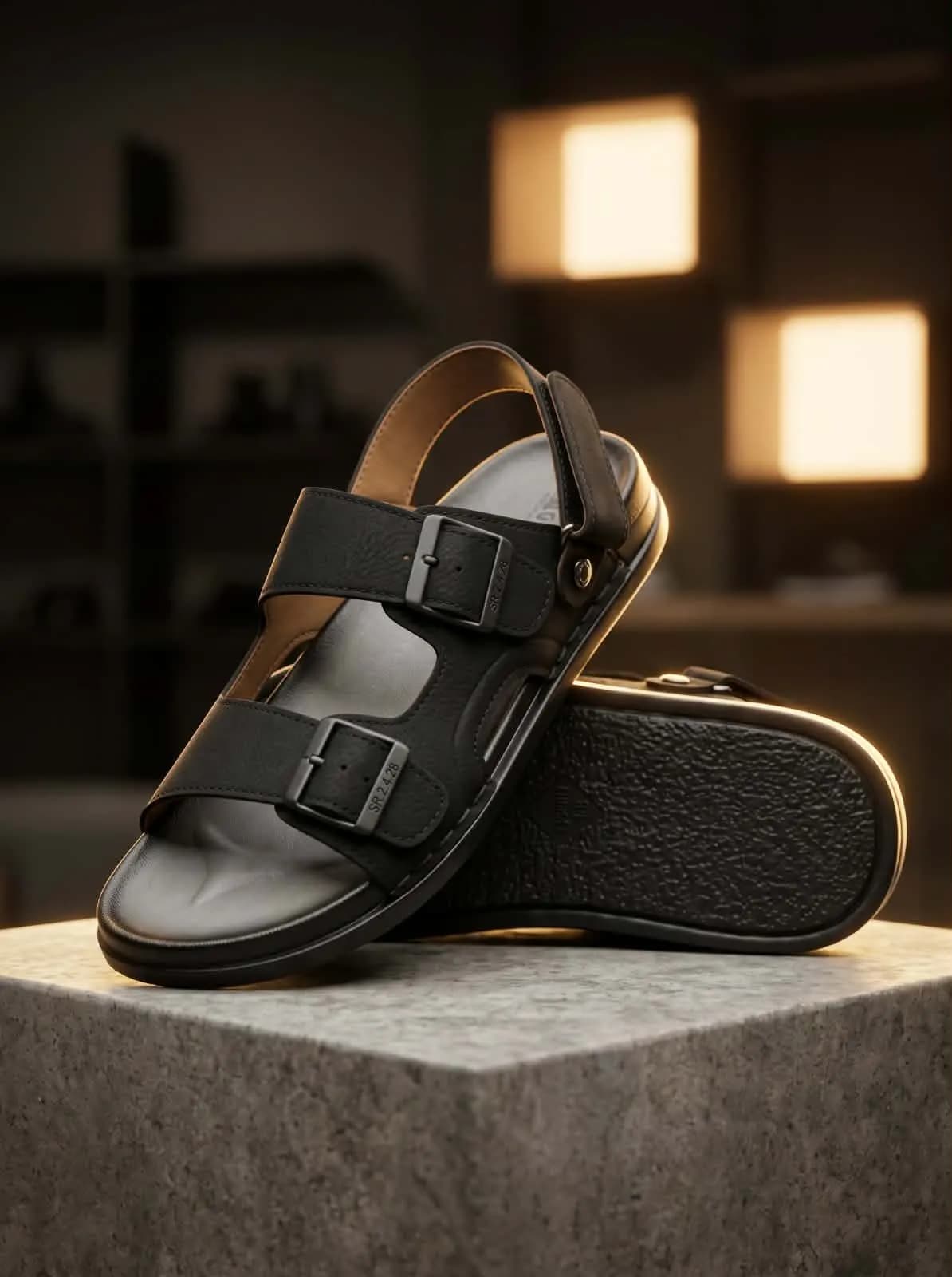 Black Men's Double Buckle Comfort Sandal by Walk Avenue — buy online in Bangladesh Black Men's Double Buckle Comfort Sandal — Walk Avenue Bangladesh