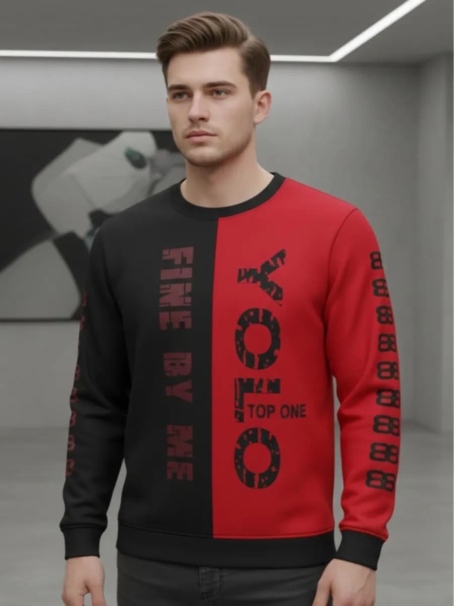 YOLO Top One Split Sweatshirt - Black/Red by IconShopper — buy online in Bangladesh YOLO Top One Split Sweatshirt - Black/Red Men — IconShopper Bangladesh