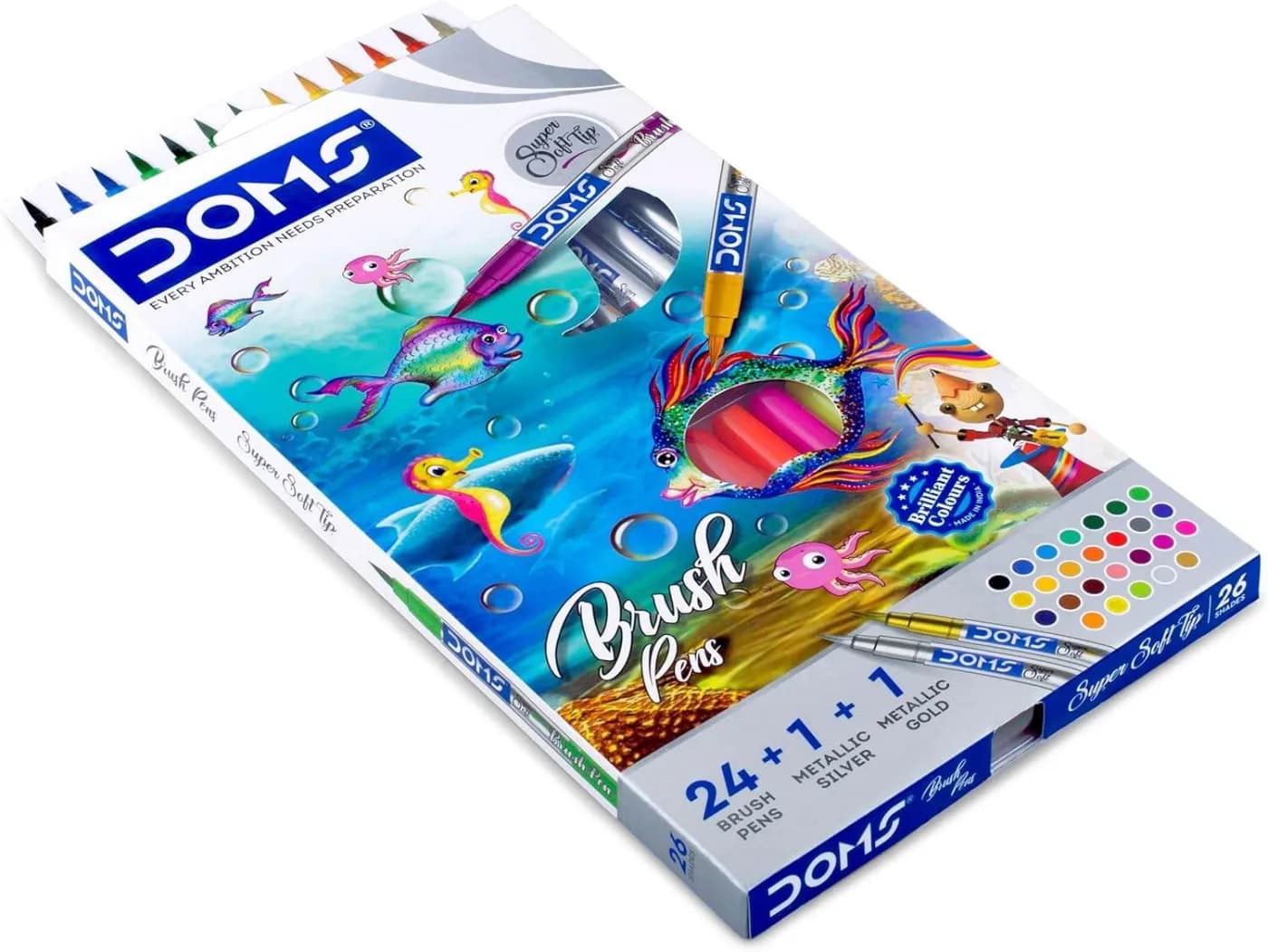 DOMS Metallic brush Pens - 26 Shades (24 Vibrant + 1 Metallic Gold + 1 Metallic Silver) by Shaon Fashion — buy online in Bangladesh DOMS Metallic brush Pens - 26 Shades (24 Vibrant + 1 Metallic Gold + 1 Metallic Silver) — Shaon Fashion Bangladesh