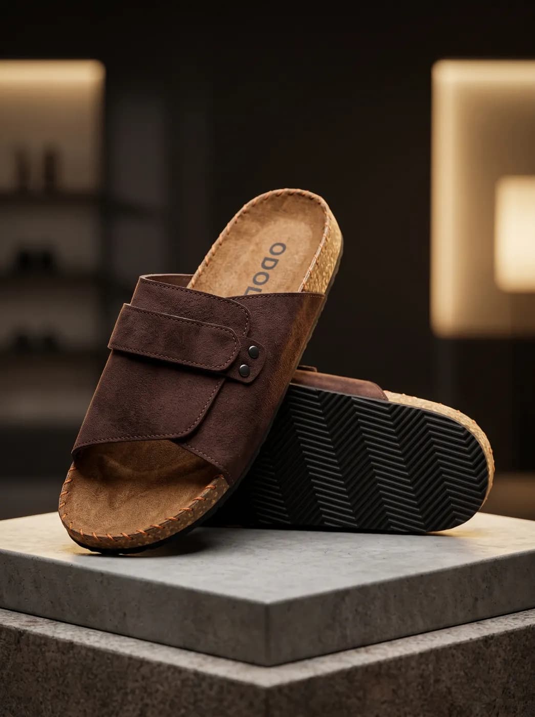 ODOLY Unisex Adjustable Wide-Strap Suede Cork Footbed Slide — Savageon Bangladesh