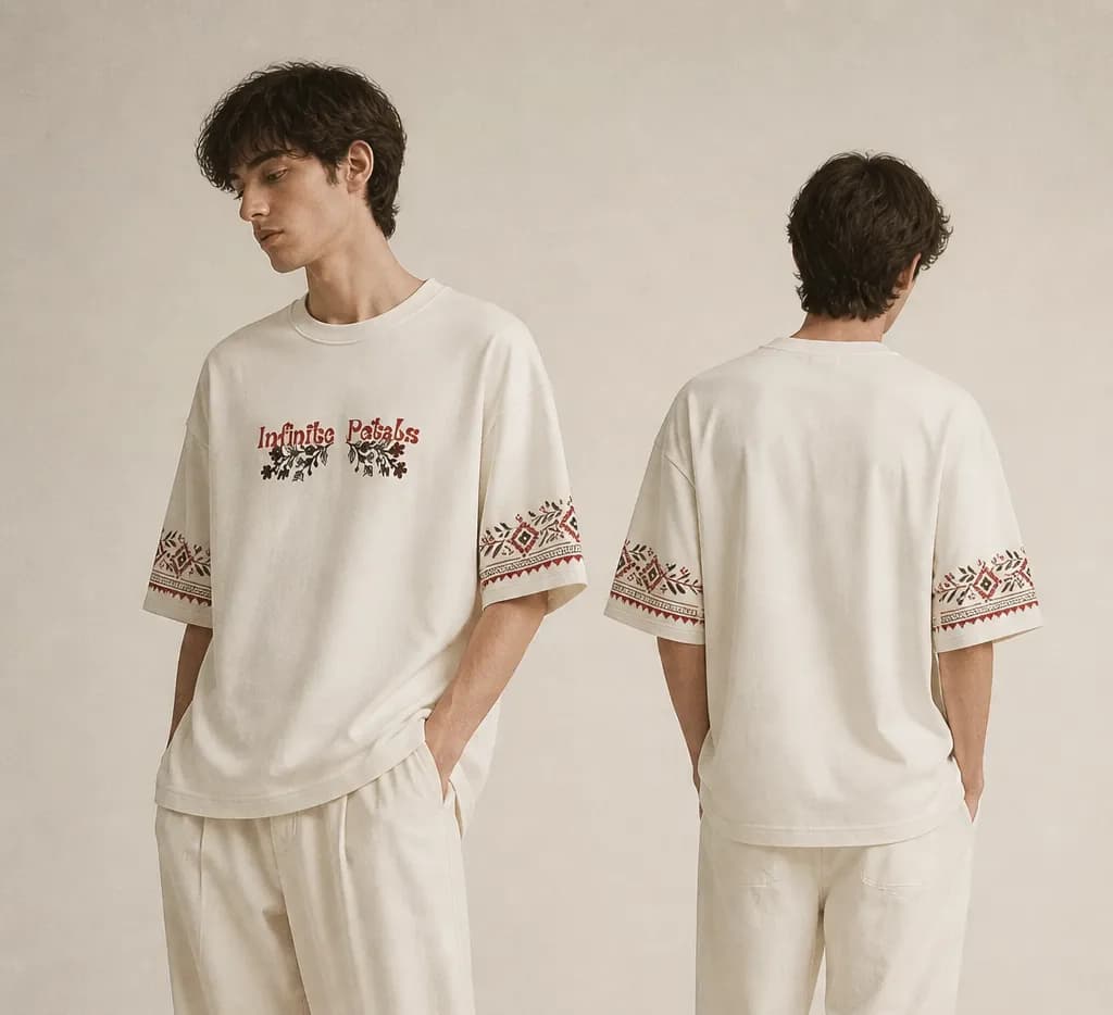 Lekhra Cotton Fabric Men’s Drop Shoulder T-Shirt | Noksha Print | ADISOM by Adisom — buy online in Bangladesh Lekhra Cotton Fabric Men’s Drop Shoulder T-Shirt | Noksha Print | ADISOM — Adisom Bangladesh