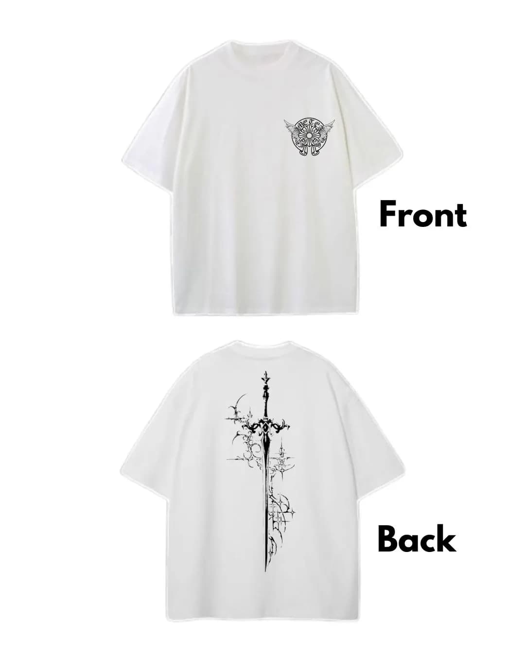 Angel Sword Graphic Premium Drop Shoulder T-Shirt | White by Adisom — buy online in Bangladesh Angel Sword Graphic Premium Drop Shoulder T-Shirt | White Men — Adisom Bangladesh