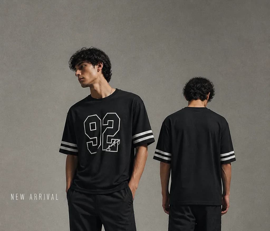 96 Printed Premium Net Fabric Drop Shoulder T-Shirt | ADISOM by Adisom — buy online in Bangladesh 96 Printed Premium Net Fabric Drop Shoulder T-Shirt | ADISOM Men — Adisom Bangladesh