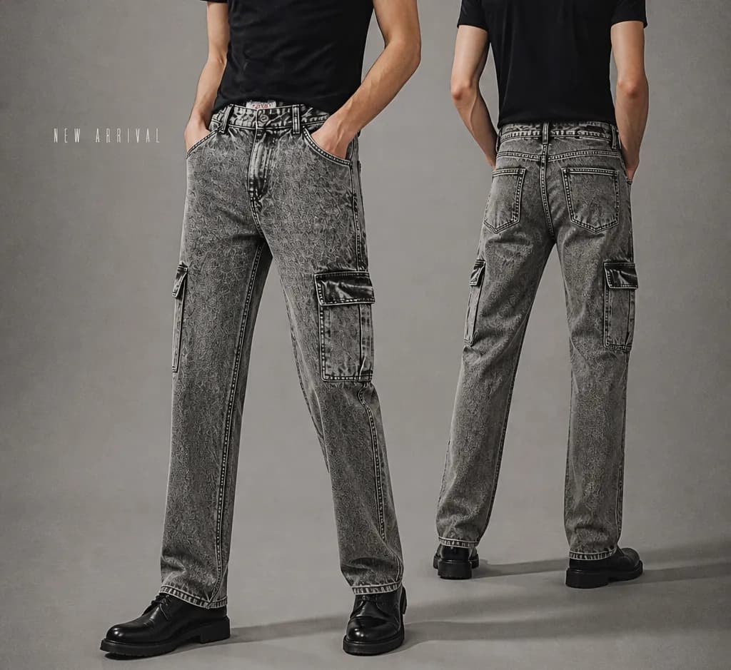 Dark Wash 6-Pocket Street Fit Cargo Pant | ADISOM by Adisom — buy online in Bangladesh Dark Wash 6-Pocket Street Fit Cargo Pant | ADISOM Jeans — Adisom Bangladesh
