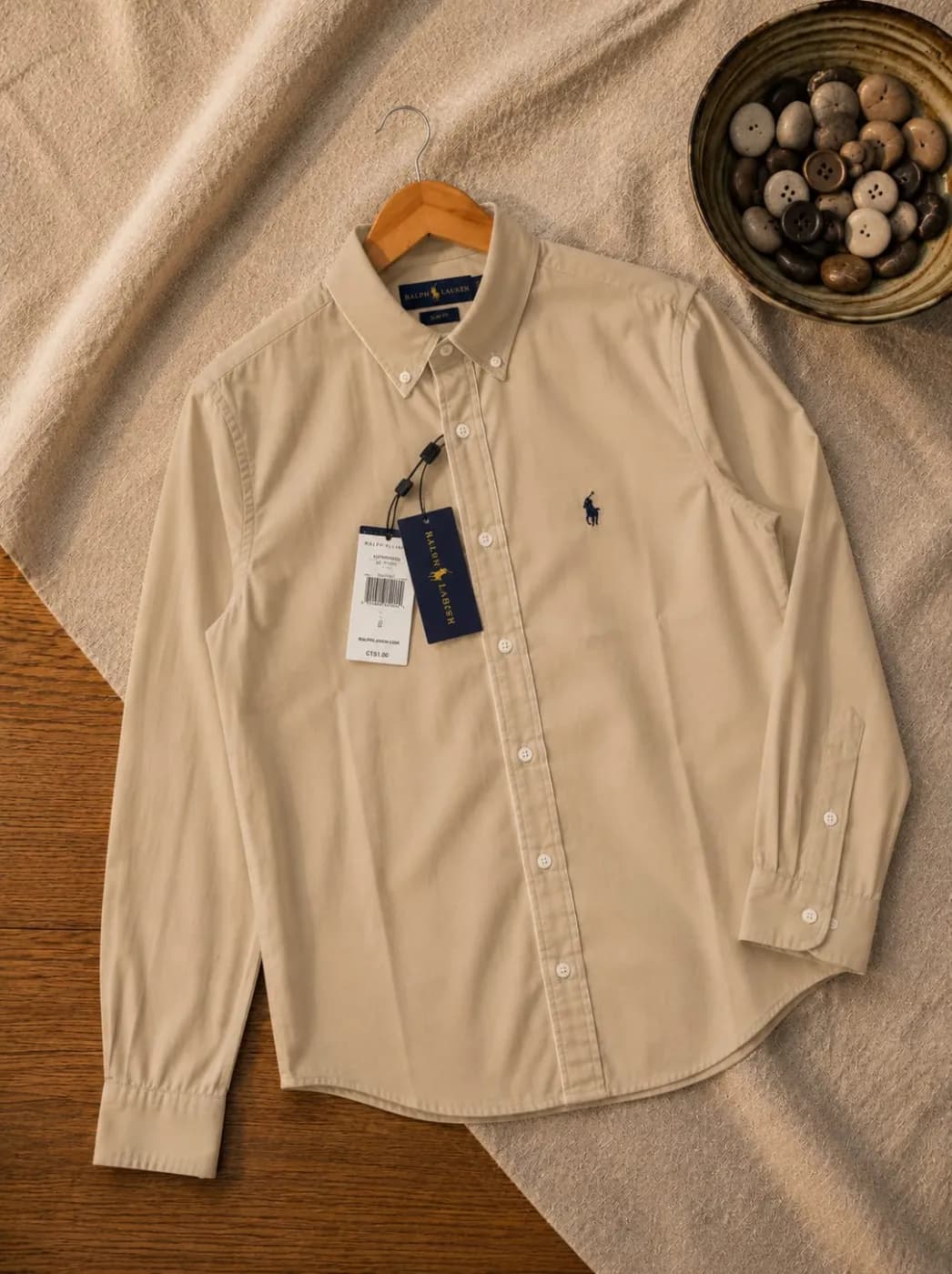 Ralph Lauren Beige Button-Down Shirt by Changer Shop — buy online in Bangladesh Ralph Lauren Beige Button-Down Shirt Men — Changer Shop Bangladesh