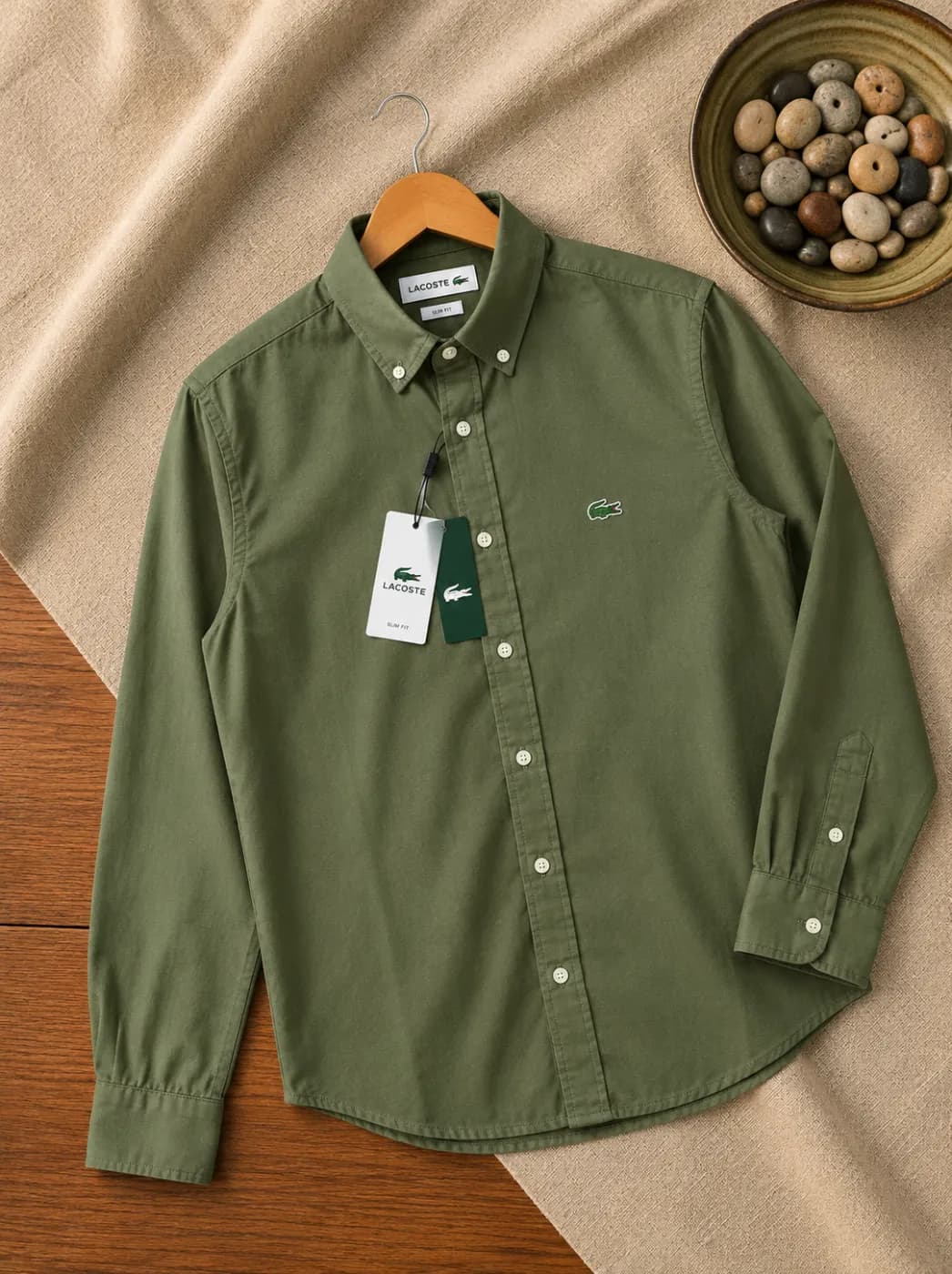 Lacoste Premium Olive Green Casual Shirt by Changer Shop — buy online in Bangladesh Lacoste Premium Olive Green Casual Shirt — Changer Shop Bangladesh